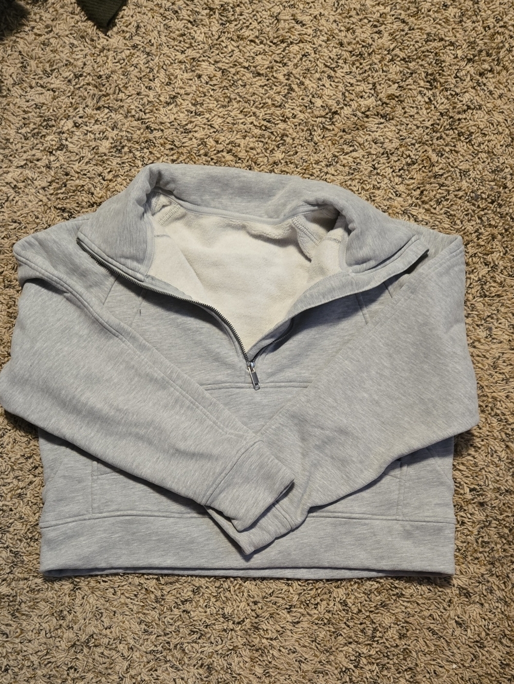 Light Gray Quarter-Zip Pullover Sweatshirt